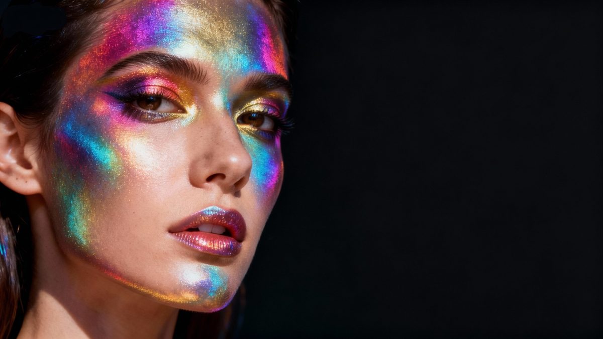 Holographic finish makeup example